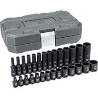 Gearwrench 84901 Jeu de douilles &agrave; chocs 6 pans standards et profondes m&eacute;triques, 28 Mcx, Chocs, Prise de 1/4"