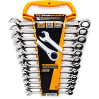 Gearwrench 85597 Jeu de cl&eacute;s &agrave; cliquet &agrave; 12 pans et 72 dents, Ouverte, 12 morceaux, M&eacute;trique
