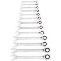 Gearwrench 9509N 72-Tooth 12 Point Reversible Ratcheting SAE Wrench Set, Combination, 13 Pieces, Imperial