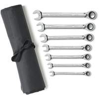 Gearwrench 9567RN Jeu de cl&eacute;s &agrave; cliquets r&eacute;versibles SAE &agrave; 12 pans et 72 dents avec pochette &agrave; outils enroulable, Combinaison, 7 morceaux, Imp&eacute;rial