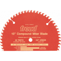 Freud LU91R010 Lames de scie industrielle TCS &agrave; onglets avec glissi&egrave;re, 10", 60 dents, Pour Bois