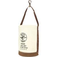 Klein Tools 5104S Leather-Bottom Bucket, 17" H, Canvas, White