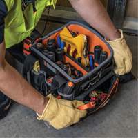 Klein Tools 5541610-14 Tradesman Pro Tool Tote, Ballistic Nylon, 40 Pockets, Black/Orange