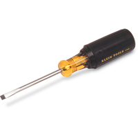 Klein Tools 601-10 Slot Cabinet Tip Screwdriver, 3/16" Tip, Round, 13-3/4" L, Cushion Grip Handle