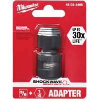 Milwaukee 48-03-4405 Adaptateur de douille carr&eacute;e &agrave; hexagonale pour tournevis &agrave; percussion Shockwave, Chocs, Prise 1/4", Douille 3/8", 1,875" lo
