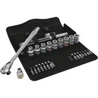 Wera Tools 5004078001 Zyklop Metric Metal Ratchet with Switch Lever Set, 29 Pcs, 1/2" Drive Size