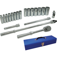 Gray Tools 38220 Socket & Attachment Set, 20 Pcs, 1/2" Drive Size, Deep