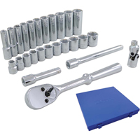 Gray Tools 29026 Jeu de douilles et accessoires, 26 Mcx, Prise de 3/8", Profond