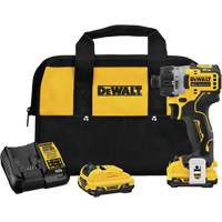 DEWALT DCF601F2 Trousse de tournevis &agrave; moteur sans balai Xtreme, 1/4", 12 V, 200 UWO couple max., Lithium-ion bloc-pile
