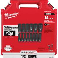 Milwaukee 49-66-7014 Jeu de douilles m&eacute;triques &agrave; 6 pans Shockwave Impact Duty, 14 Mcx, Chocs, Prise de 1/2", Profond