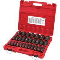 Milwaukee 49-66-7015 Shockwave Impact Duty Metric 6 Point Socket Set, 29 Pcs, Impact, 1/2" Drive Size, Deep