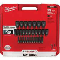 Milwaukee 49-66-7015 Shockwave Impact Duty Metric 6 Point Socket Set, 29 Pcs, Impact, 1/2" Drive Size, Deep