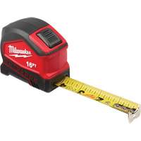 Compact Auto-Lock Tape Measure, 1" x 16', 1/16" Graduations  UAK946 | TENAQUIP