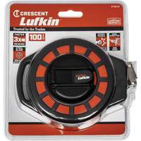 Lufkin By Crescent ST100-07 Steel Construction Long Tape Measure, 3/8" x 100', 1/8"/1 mm Graduations