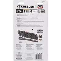 Crescent CX6PT25 Mechanic's Tool Set, 25 Pcs, 3/8" Drive Size