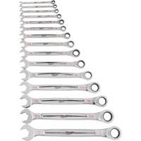 Milwaukee 48-22-9416 Ratcheting Wrench Set, Combination, 15 Pieces, Imperial
