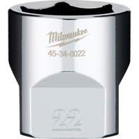 Milwaukee 45-34-8022 Metric Socket with Four Flat Sides, 22 mm, 3/8" Drive, 6 Points