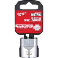 Milwaukee 45-34-8023 Douille m&eacute;trique avec c&ocirc;t&eacute;s Four Flats, 23 mm, Prise 3/8", 6 pans