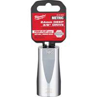 Milwaukee 45-34-8044 Douille m&eacute;trique avec c&ocirc;t&eacute;s Four Flats, 24 mm, Prise 3/8", 6 pans, Profond