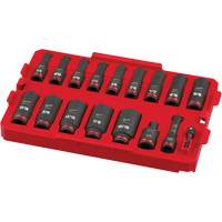 Milwaukee 49-66-6815 Jeu de douilles profondes 3/8" Shockwave Impact Duty Packout, 17 Mcx, Chocs, Prise de 3/8", Profond
