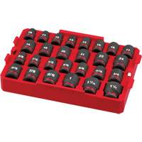Milwaukee 49-66-6819 Jeu de douilles profondes 3/8" Shockwave Impact Duty Packout, 27 Mcx, Chocs, Prise de 1/2"