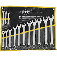 ITC 020210 ICW-14PS Polished Wrench Set, Combination, 14 Pieces, Imperial
