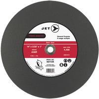 JET 501134 A36R Power Abrasive Cut-Off Wheel, 14" x 3/32", 1" Arbor, Type 1, 4400 RPM