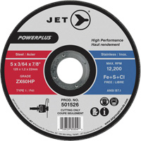 JET 501537 Meule &agrave; tronçonner PowerPlus ZX46HP, 7" x 1/16", Arbre de 7/8", Type 1, 8500 Tr/min