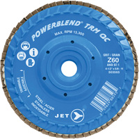 JET 503575 PowerBlend TRM QC Trimmable Flap Disc, 5" x 5/8"-11, Type 27, Z60 Grit, Zirconia Alumina