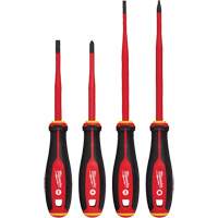 Milwaukee 48-22-2219 Jeu de tournevis isol&eacute;s &agrave; pointe &eacute;troite, 4 mcx, Magn&eacute;tique