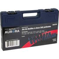Aurora Tools UAX701 SAE Socket Set, 19 Pcs, Impact, 1/2" Drive Size, Deep
