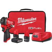 Milwaukee 2562-22 Fuel Stubby Impact Wrench Kit, 12 V, 3/8" Socket