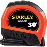 Stanley Tools STHT30819S-T Ruban &agrave; mesurer haute visibilit&eacute; LEVERLOCK, 30', Marques de goujon Imp&eacute;rial