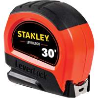 Stanley Tools STHT30819S-T Ruban &agrave; mesurer haute visibilit&eacute; LEVERLOCK, 30', Marques de goujon Imp&eacute;rial