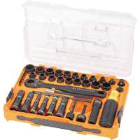 Klein Tools 65500KNECT Jeu complet de douilles &agrave; chocs ouvertes & basculantes KNECT, 39 Mcx, Chocs