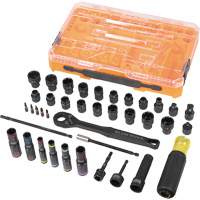 Klein Tools 65500KNECT Jeu complet de douilles &agrave; chocs ouvertes & basculantes KNECT, 39 Mcx, Chocs