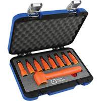 Gray Tools 25009-I 3/8" Drive Insulated Metric Hex Bit Socket and Attachment Set, 1000 V, 9 Pcs
