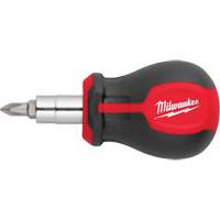 Milwaukee 48-22-2762 6-in-1 Stubby Multi-Bit Screwdriver, 3" L, Cushion Grip Handle