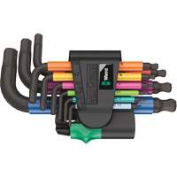 Wera Tools 05133164001 Jeu de cl&eacute;s coud&eacute;es multicolores 950/9 Hex-Plus , 9 mcx, M&eacute;trique