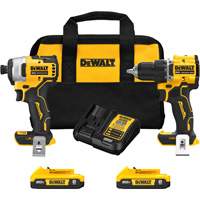 DEWALT DCK225D2 Ensemble de tournevis &agrave; chocs & tournevis/perceuse compact et sans balai ATOMIC, Lithium-ion, 20 V