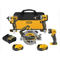 DEWALT DCK447P2 Ensemble de quatre outils combin&eacute;s sans fil et sans balai XR, Lithium-ion, 20 V