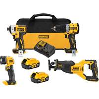 DEWALT DCK449P2 XR&reg; Brushless Cordless 4-Tool Combo Kit, Lithium-Ion, 20 V