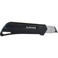 Outils Aurora UAY902 Couteau professionnel de 18 mm avec verrouillage &agrave; cliquet, Acier inoxydable, Robuste, Prise en Plastique