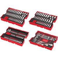 Milwaukee 48-22-9490 Metric & SAE Ratchet & Socket Set with Trays for PACKOUT Drawers, 242 Pcs, Impact, 1/4"/3/8"/1/2" Drive Size, Deep