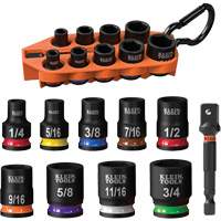Klein Tools 33809 Grab-And-Go Impact Socket Set, SAE, 10 Pcs, Impact, 3/8" Drive Size