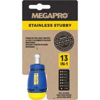 Megapro 131STUBBY-C 13-in-1 Stubby Screwdriver, 4-1/2" L, Plastic Handle