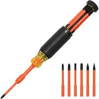 Klein Tools 32306INS 6-in-1 Insulated Auto-Lock Screwdriver, 9-1/2" L, Cushion Grip Handle