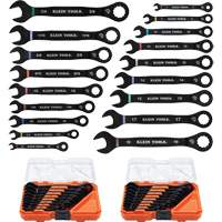Klein Tools 69418CG Jeu de cl&eacute;s, Combinaison &agrave; cliquet, 18 morceaux, Imp&eacute;rial et m&eacute;trique