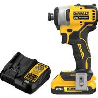 DEWALT DCF809D1 ATOMIC COMPACT SERIESMAX* Brushless Cordless Compact Impact Driver Kit, 1/4", 1700 in-lbs Max. Torque, 20 V, Lithium-Ion