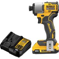 DEWALT DCF840D1 Brushless Cordless Impact Driver Kit, 1/4", 1700 in-lbs Max. Torque, 20 V, Lithium-Ion